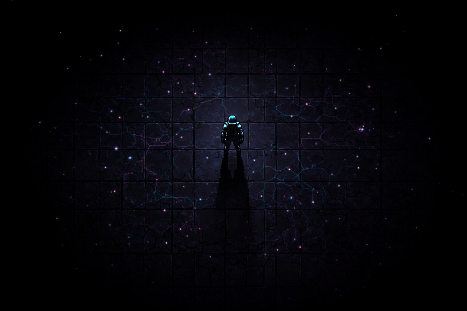 A lone AI agent in a procedurally generated arena